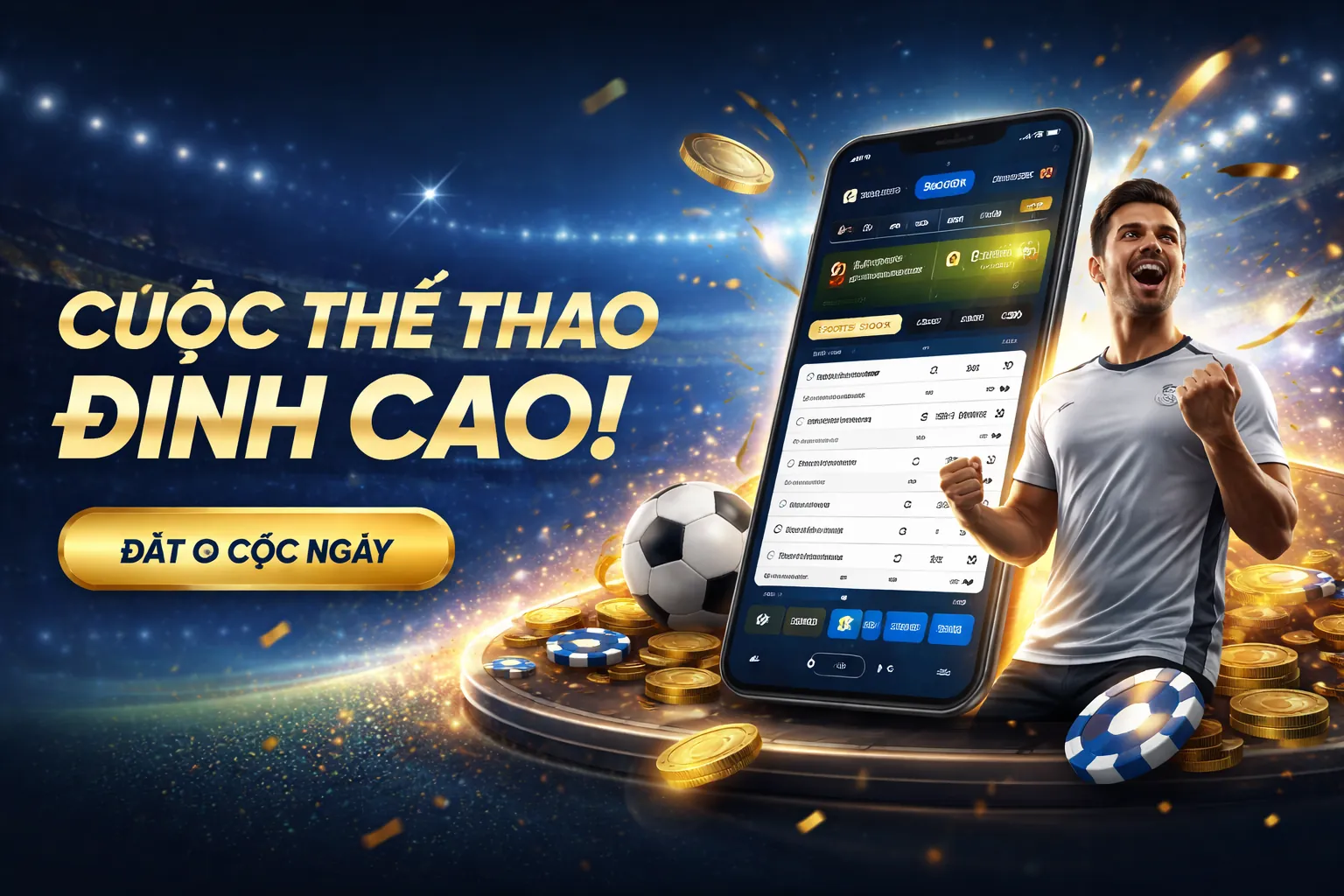 Sân vận động với trận đấu bóng đá đang diễn ra, biểu tượng cho cá cược thể thao M88SUT