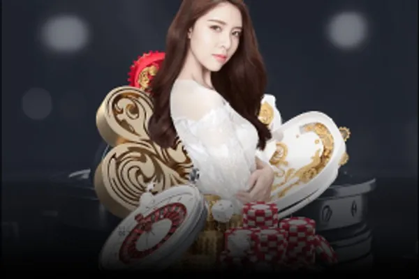 Hình ảnh bàn chơi casino trực tuyến với người chia bài và các trò như Baccarat, Roulette tại M88SUT